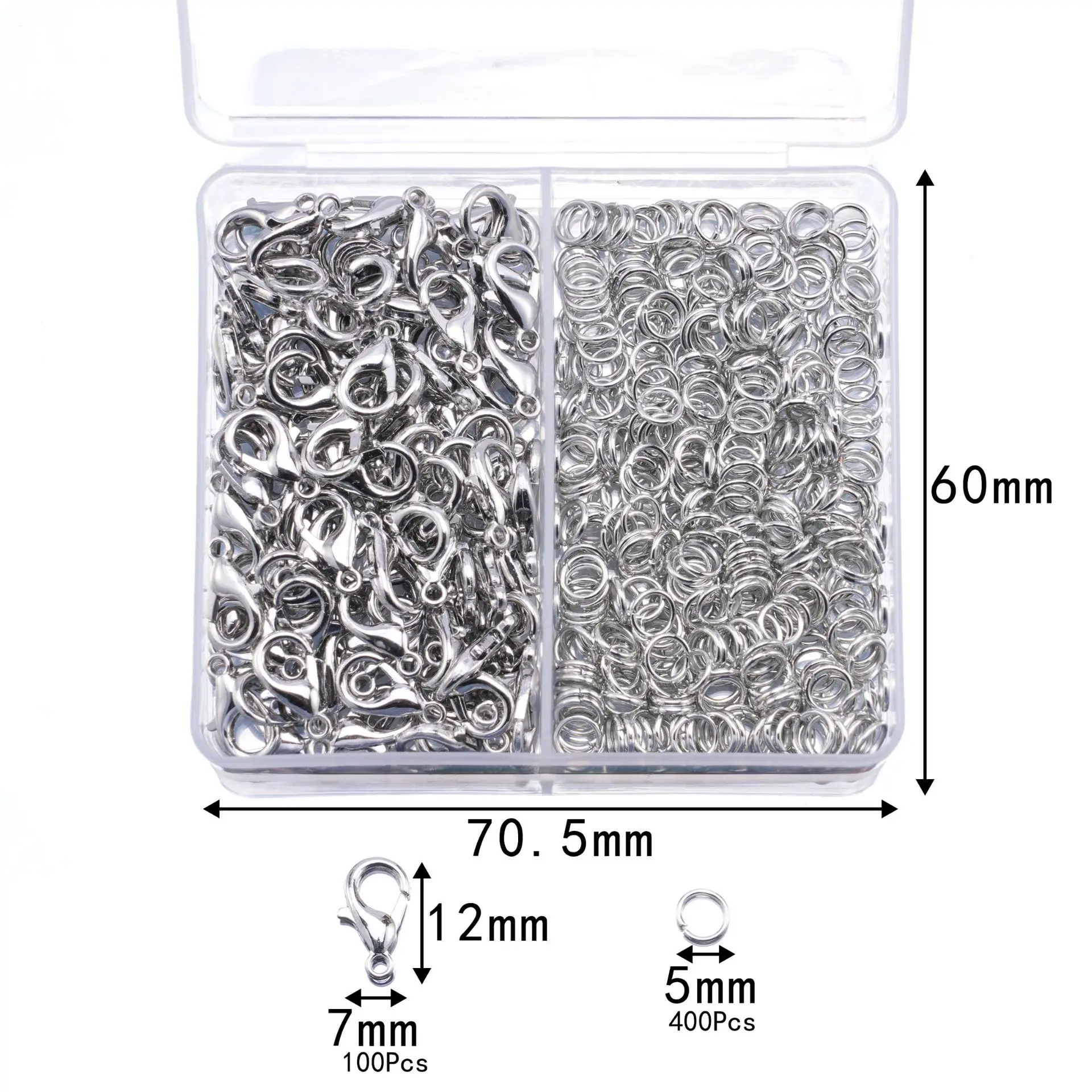500Pcs Jewelry Making Kit Multi Color Lobster Clasps And Open Ring with Box For DIY Jewelry Making Accessories Supplies Kit - view 3