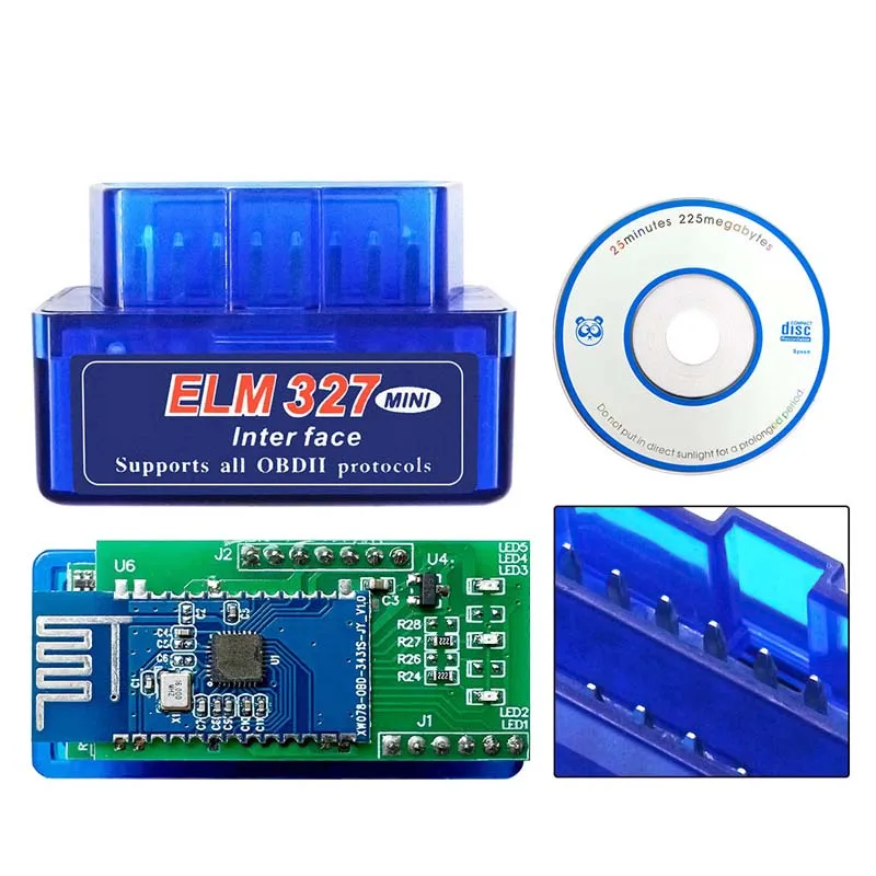 Super Mini ELM327 ELM327 Bluetooth V1.5 Double PCB With PIC18F25K80 Chip OBD2 Code Reader ELM327 25K80 Chip Diagnostic Tool