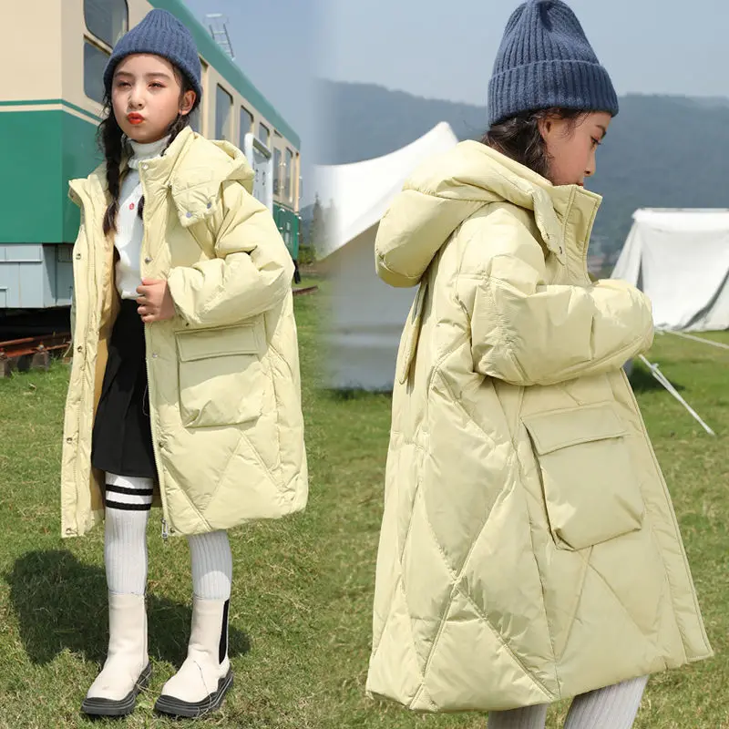 

Winter 4-12 Year Teen Girls Coat Down Cotton Warm Windbreaker Jacket For Girls Parka Snowsuit Fashion Hooded Children Outerwear