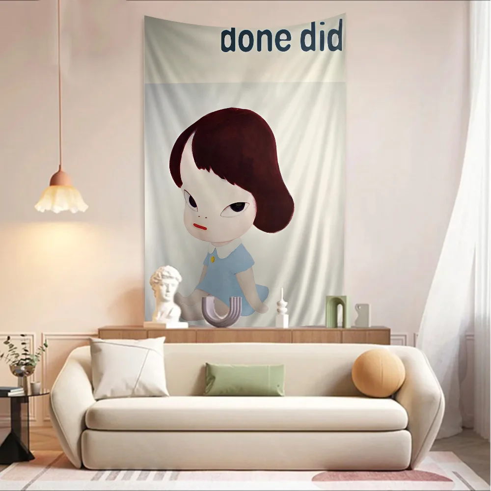 Yoshitomo Nara Artworks Art Hanging Bohemian Tapestry Japanese Wall Tapestry Anime Kawaii Room Decor