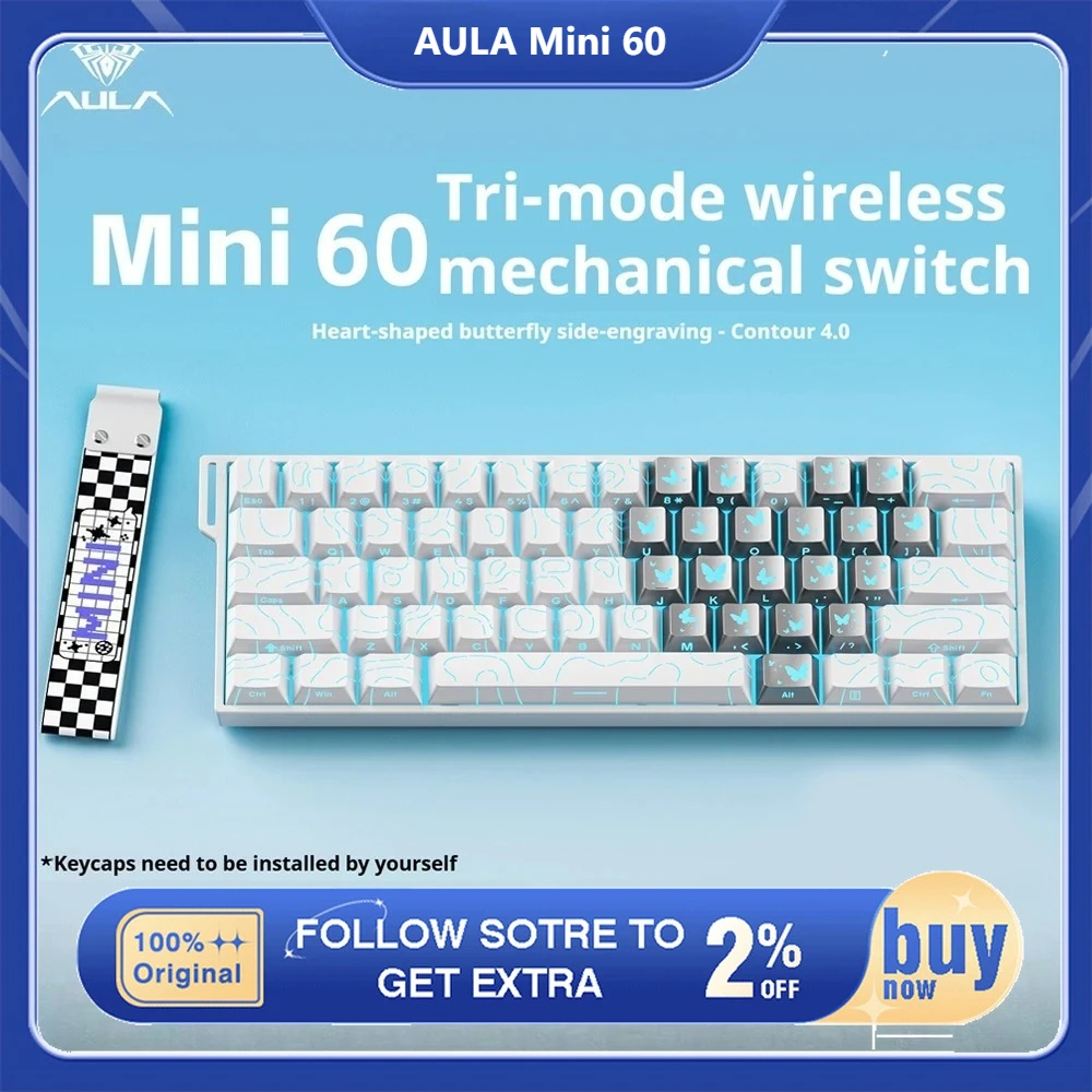 

AULA Mini60 Magnetic Axis Mechanical Keyboard Wireless Three Mode 4000mah Long Battery Life FPS E-sports Gaming Keyboard PC Gift