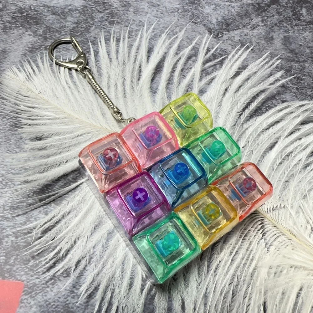 Original Relaxing DIY Keyboard Fidget Keychain Button Keycap Finger Keyboard Caps Pass The Time Relief Stress Pinch Toy Adult