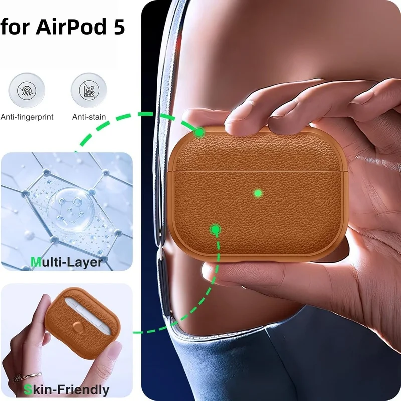 Cases for AirPod 5（2026）New Leather Pattern Headphoone Case for AirPods 4 3 Pro2 3 Case with Lanyard for AirPods Pro 3/4/5 Cover