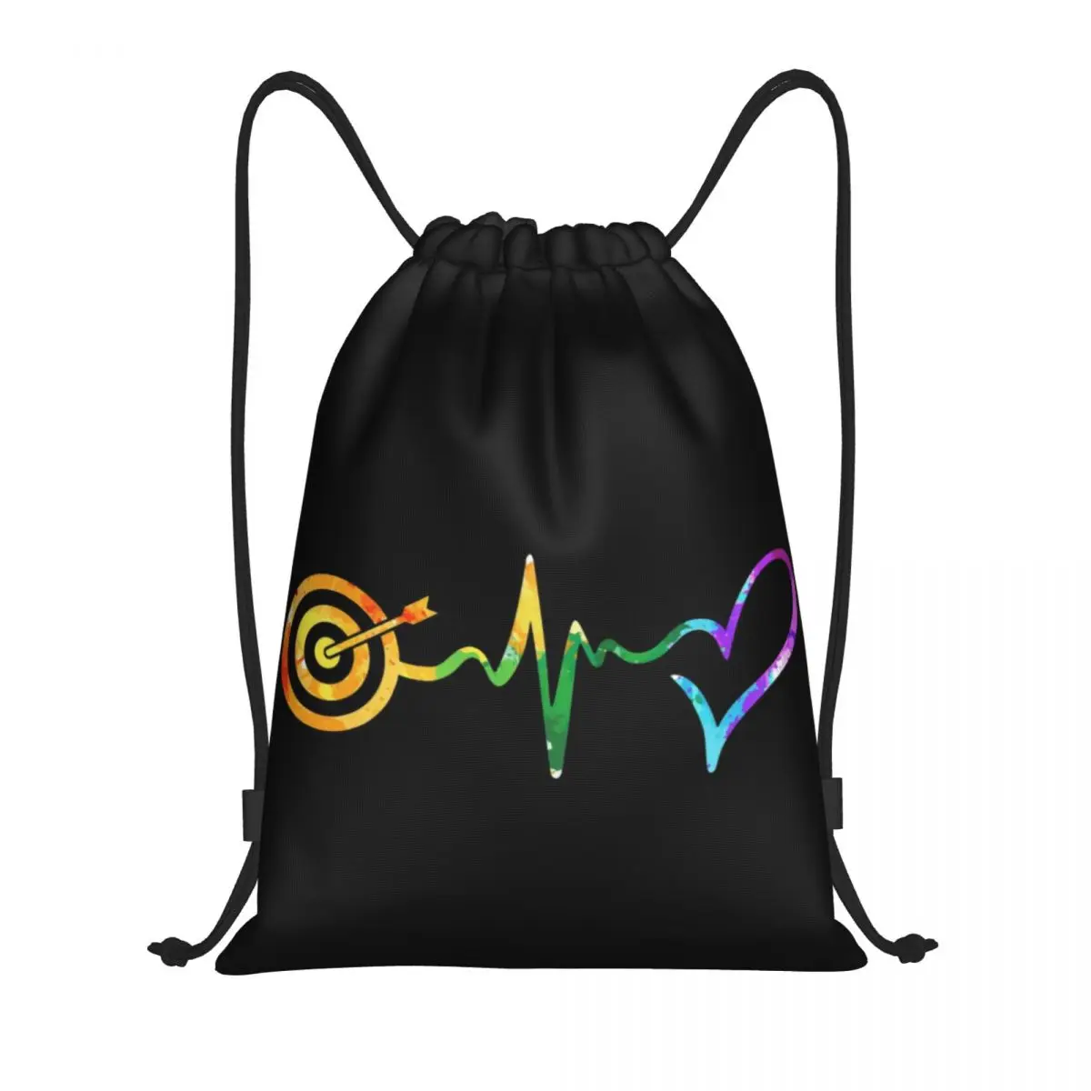 Archery Heartbeat Drawstring Backpack Sports Gym Bag for Women Men Archer Bow Hunting Sport Training Sackpack