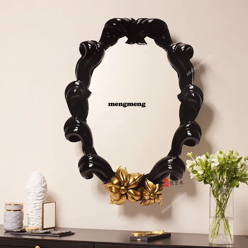 

French retro makeup mirror wall hanging bathroom mirror bedroom dressing European wall decorative mirror