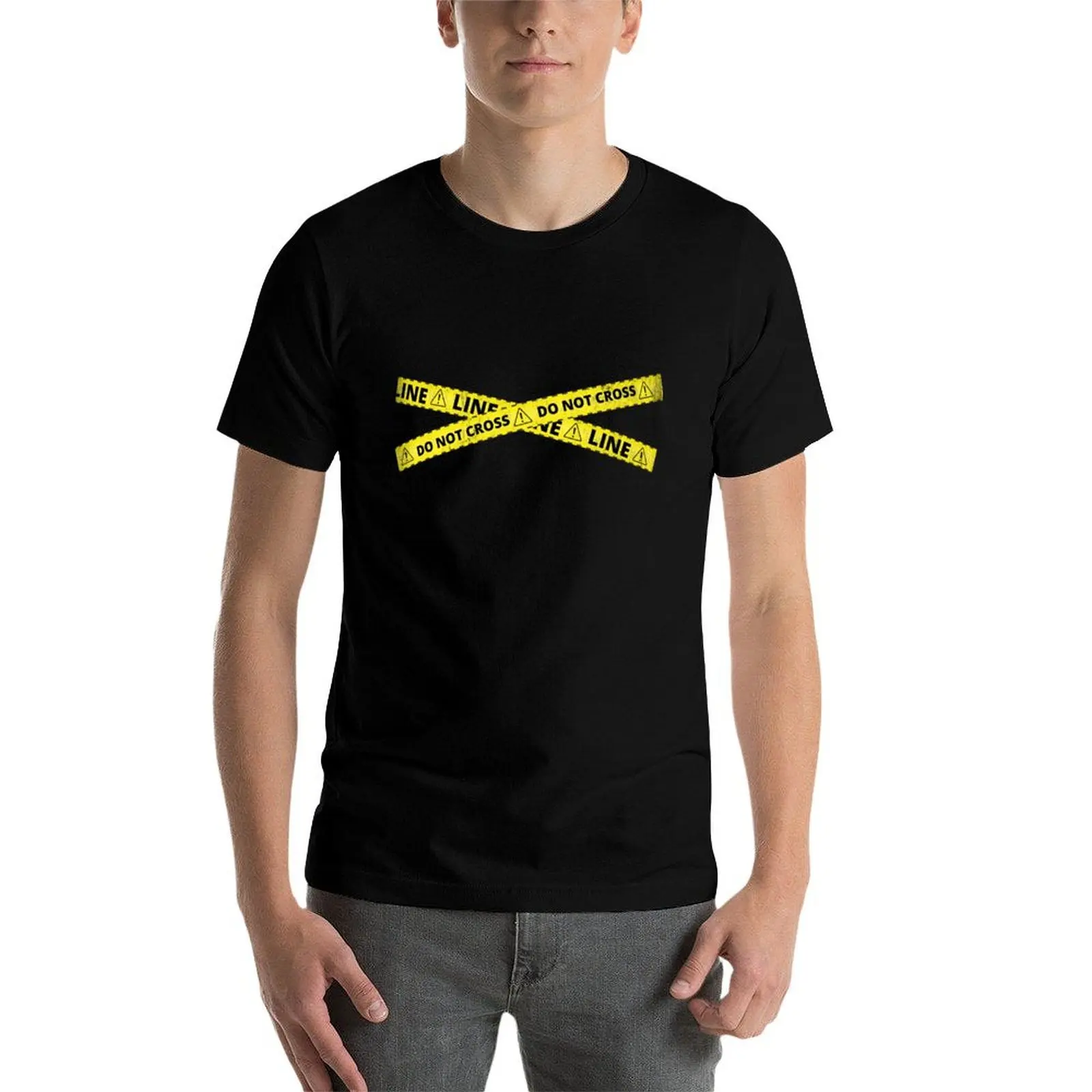 Line Do Not Cross - Funny Police Pandemic Line T-Shirt man t shirt graphic T-Shirt view 4