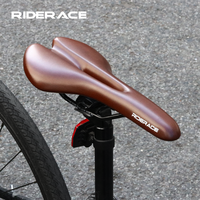 Road Bike Saddle Hollow Design Breathable Comfortable Seat Bicycle One-Piece Cushion Shock Absorbing PU Leather Racing Seat