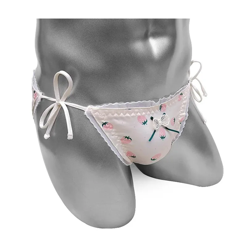 

Sissy Panties Adjustable Waist with Printed Sexy Lingerie Men Briefs Underwear Cute Ruffles Underpants