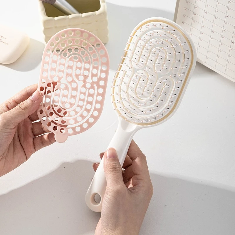 Detachable Cleaning Hair Comb Curly Hair Smooth Pork Rib Comb Fluffy Hair Root Comb Hollow Out Arc Shaped Scalp Massage Brush