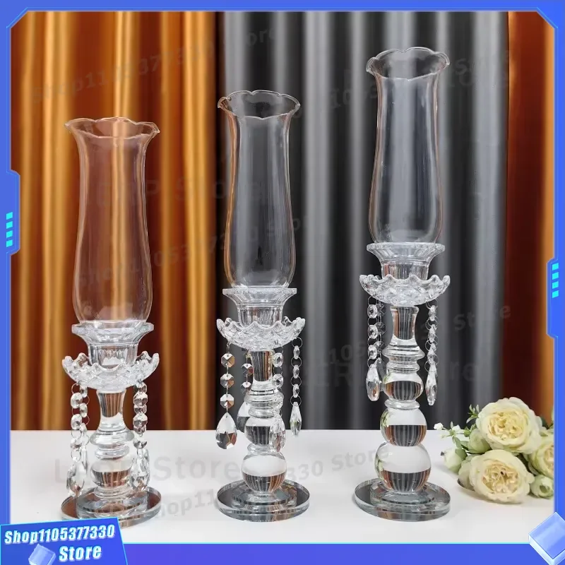 Elegant Crystal Glass Candlestick Single Head Cylindrical Holder for Wedding Table Decoration Party Centerpiece Ornament