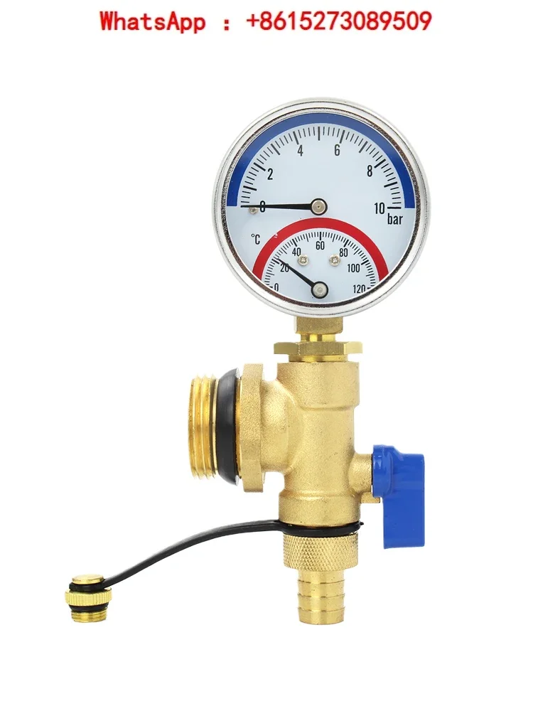 1 inch all copper end piece vent water valve integrated heating geothermal pressure gauge for underfloor heating water separator