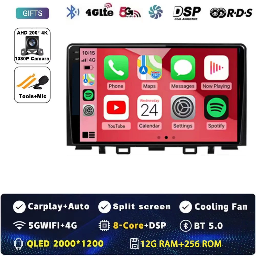 TIEYEZ Android 15 Carplay Auto Auto Radio GPS Multimedia Video Player Stereo BT Für Kia RIO Stonic YB 2016 2017 2018 2019 2020 2021 2022 4