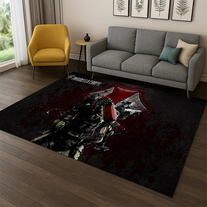 3D R-Resident Evil Leon Game Cartoon Carpet Rug for Bedroom Living Room Sofa Playroom Doormat Home Decor,Kid Area Rug Non-slip