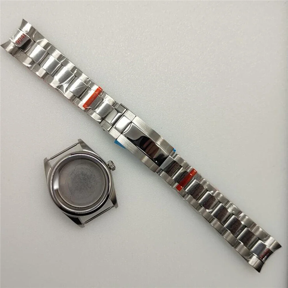 36mm Watch Case Middle Polished Strap Movement Stainless Steel Bracelet Sapphire Glass Case for NH36 NH35 movement Accessories