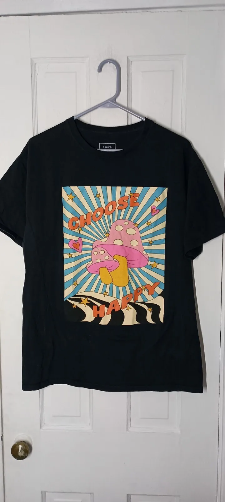 Camiseta Rue 21 Mushroom L Choose Happy, color negro, talla L, para hombre, multicolor, 6d