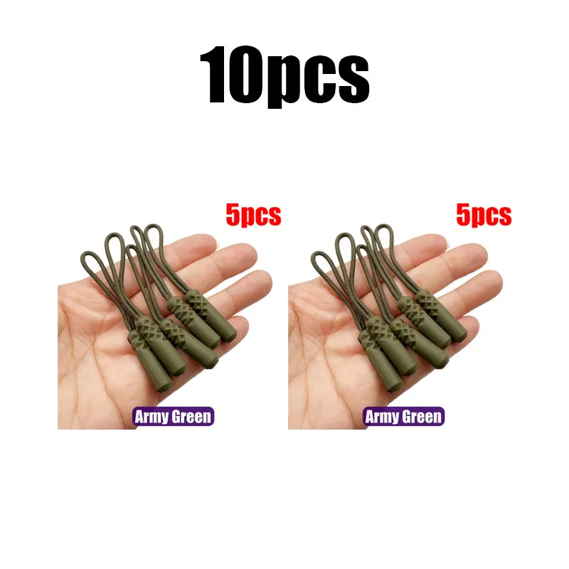 5/10 Stück Reißverschluss-Zippergriffe mit Seilenden, Ersatz-Clips für kaputte Schnallen, Reißverschlusskordel-Anhänger für Reisetaschen, Koffer, Zelte, Rucksäcke
