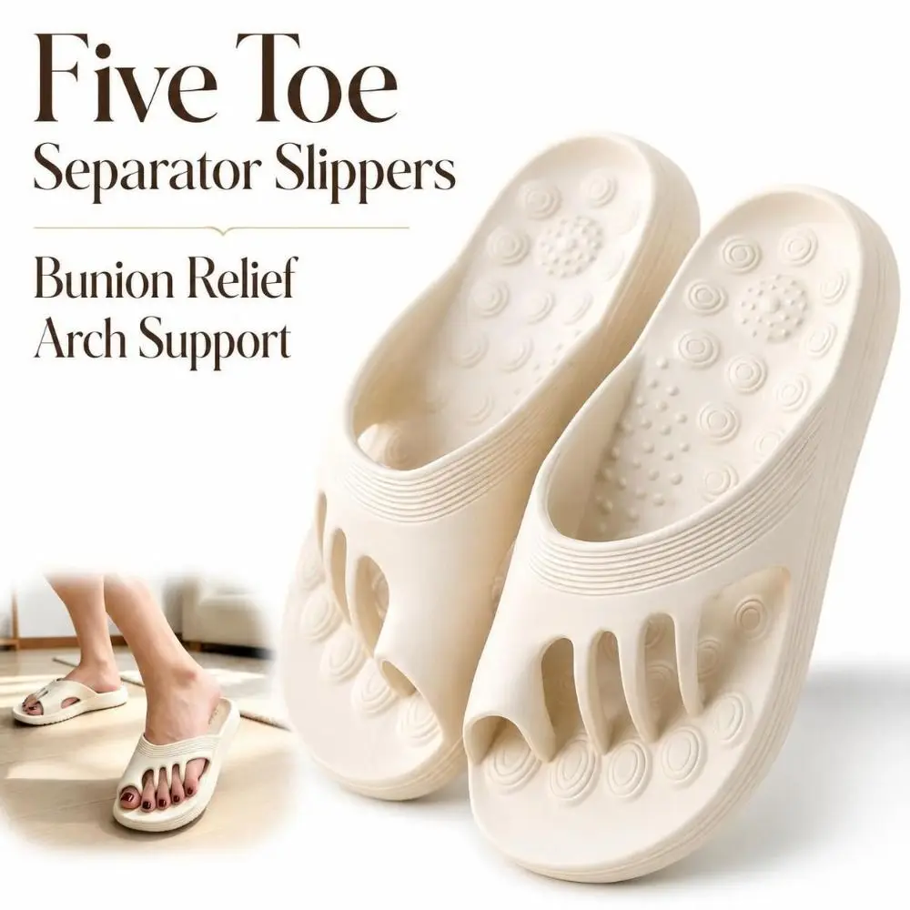 Bunion Relief Five Toe Separator Slippers Massage EVA Arch Support Slippers Non-Slip Open-toe Bunion Friendly Slippers Unisex - view 4