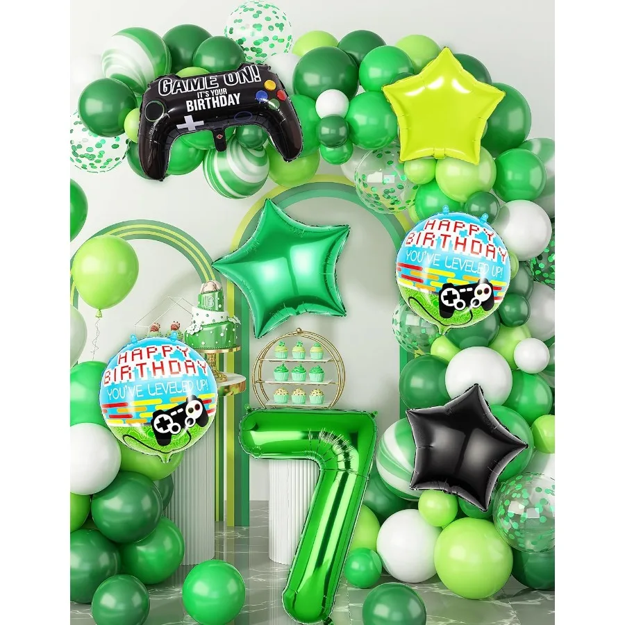 40 بوصة الأخضر بكسل مينر عدد 7 بالون مجموعة 7 قطعة كبيرة مينغ احباط بالونات معدنية لعبة فيديو تحت عنوان زينة الحفلات ل