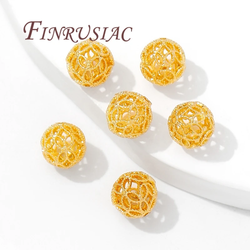 8 مللي متر 10 مللي متر الخرز ، فواصل للأساور 18K مطلية بالذهب خزر عازل ، الخرز المستديرة ، DIY بها بنفسك مجوهرات اكسسوارات ، النتائج قلادة