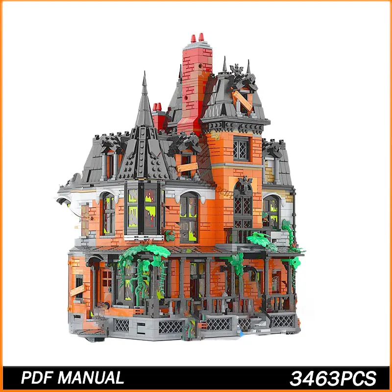 

3463PCS MOC Building Block MOC Street View Series The Haunted House Model Brick Toys Particle Creative Education Birthday Gifts