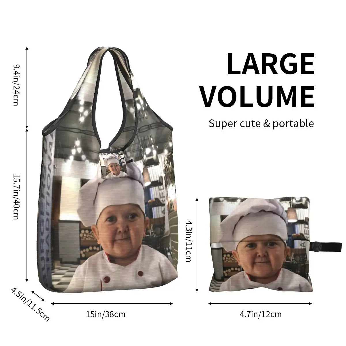 Custom Hasbulla Cooking Master Groceries Shopping Tote Bags Women Funny Shoulder Shopper Bags Large Capacity Handbags