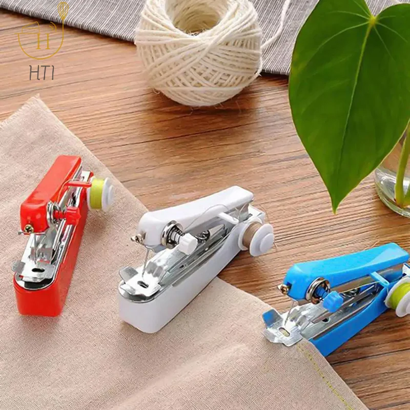 1 Set Mini Sewing Machine Fast Stitch Labor-saving Fabric Clothes Sewing Tools Handheld Portable Mini Manual Sewing Machine