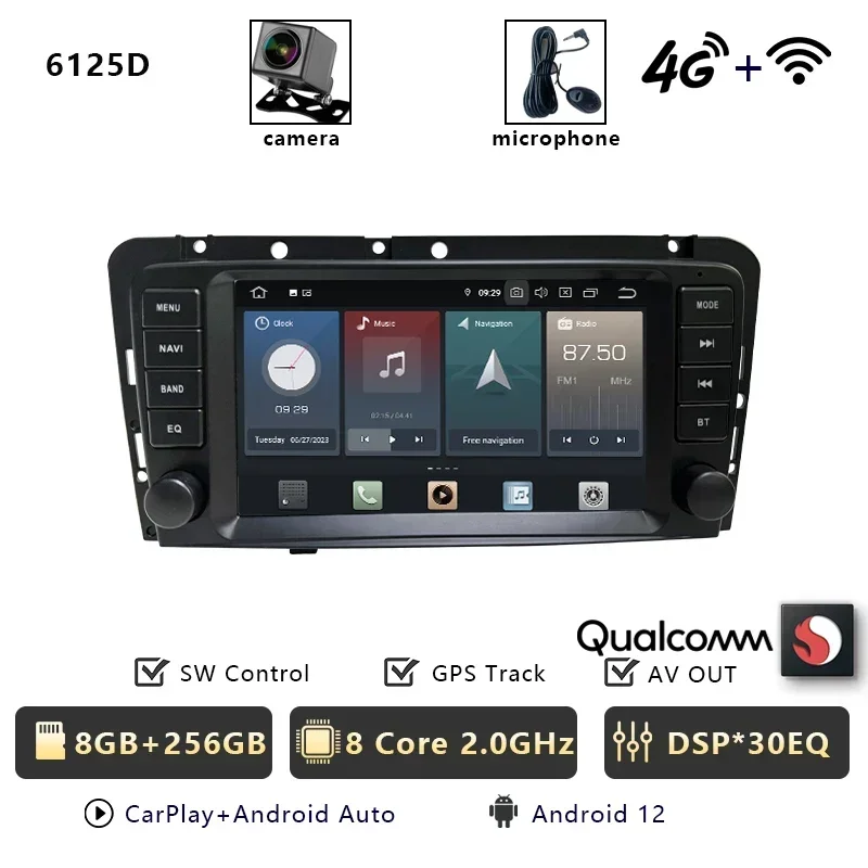 CHSTEK Autoradio Draadloze Carplay Multimedia Speler Voor VOLVO XC70 V70 S60 S40 V40 2005-2008 Android 13 Qualcomm navigatie GPS