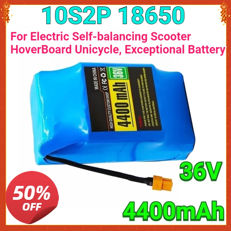 

36V 4400mAh 10S2P Lithium Rechargeable Battery,True for Electric Self-balancing Scooter HoverBoard Unicycle, Exceptional Battery