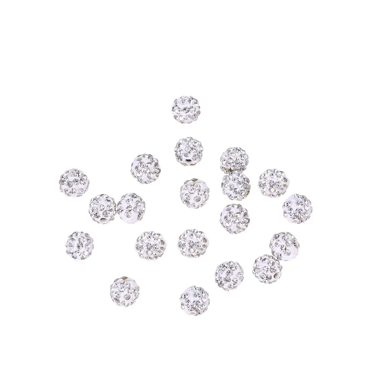 

20Pcs DIY Jewelry Making Beads 10Mm 6 Rows Round Straight Hole Rhinestone Spacer Pave Beads Clear Sparkling Crystal Czech Discs