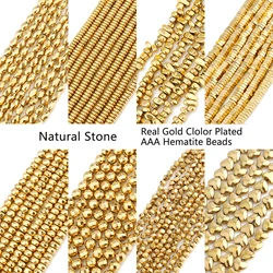 AAA+ Gold Plated Hematite Beads Love Heart Star Faceted Loose Color Retention Stone Beads for Jewelry Making Bracelet Diy Charms