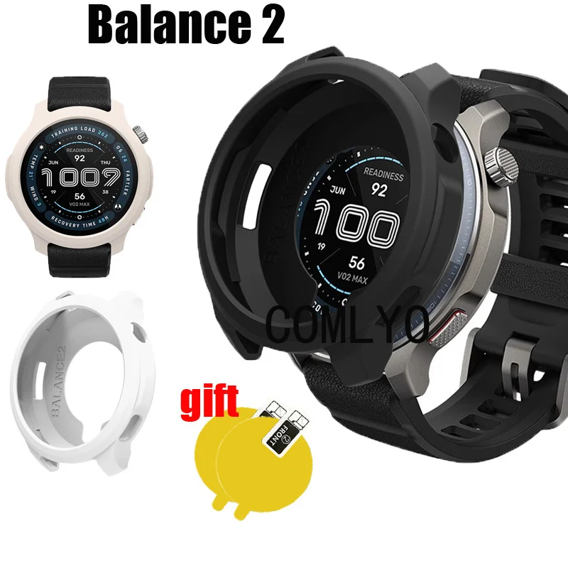 

For Amazfit Balance 2 Case Smart watch Soft Protective Shell Bumper Silicone Cover Screen Protector film