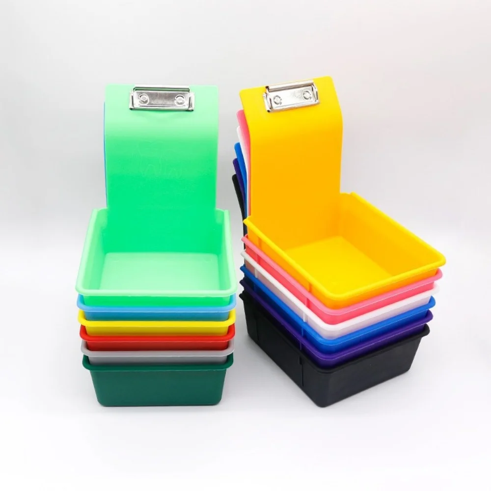 10pcs Dental Lab Storage Box Colourful Plastic Tray Organizer Case Teeth Appliance Container With Metal Clip Holder Dentist Tool