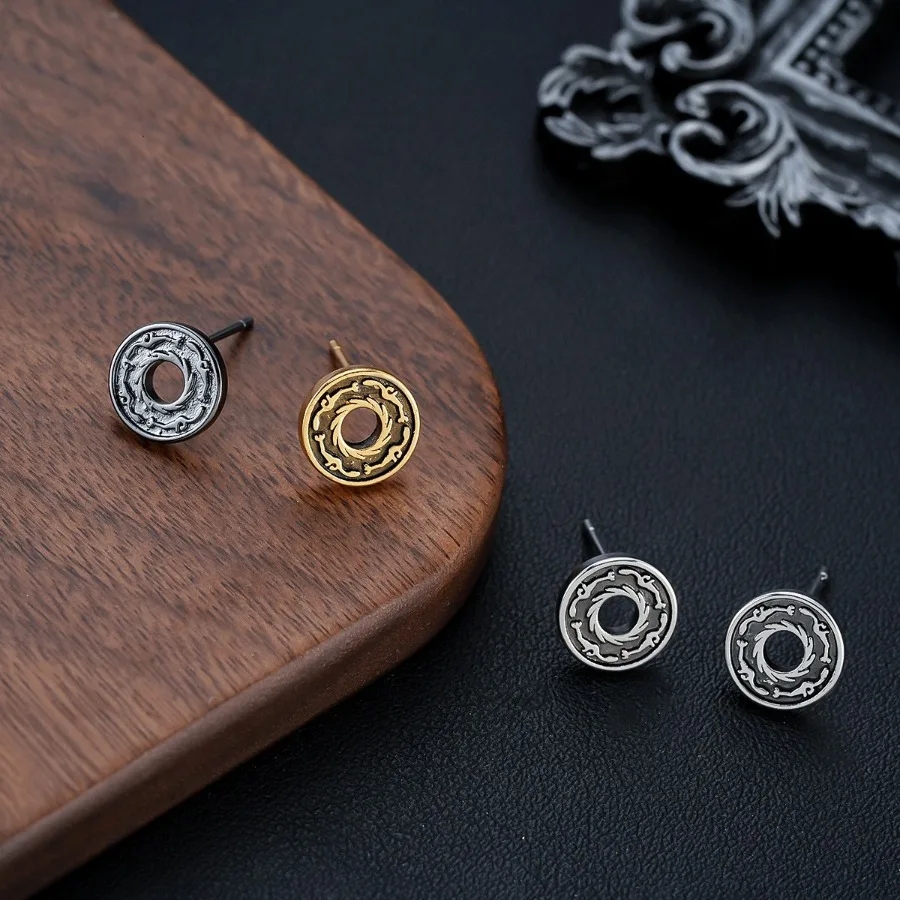 1pair Bronze Coin Earrings - Stylish Masculine Trendy Unique Design Ear Ring with Ear Loop - for Girls