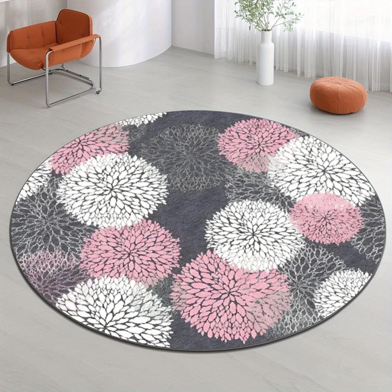 Contemporary Flowing Line Pattern Area Carpet Non Slip Round Doormat For Boutique Restaurant Dance Gym Hall