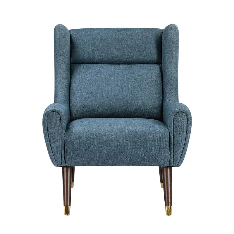 Modern Wingback Upholstered Accent Chair - Blue Fabric, Solid Wood, Sleek Design, Luxury Furniture, Stylish Home Decor