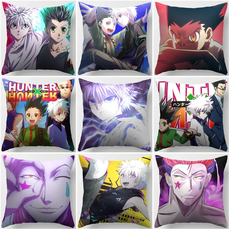 45CM Anime HUNTER Hisoka Kurapika Killua Zoldyck Print Pillowcase Living Room Home Sofa Car Decoration Pillow Case Cushion Cover