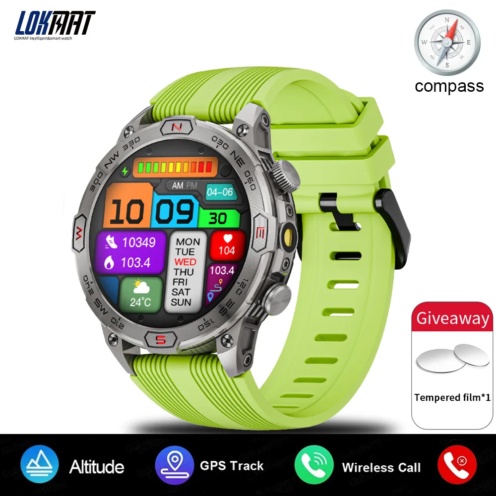 

New LOKMAT Outdoor Military Smart Watch Compass Altitude Pressure Flashlight IP68 Waterproof Sports Watch Men Fitness Tracker