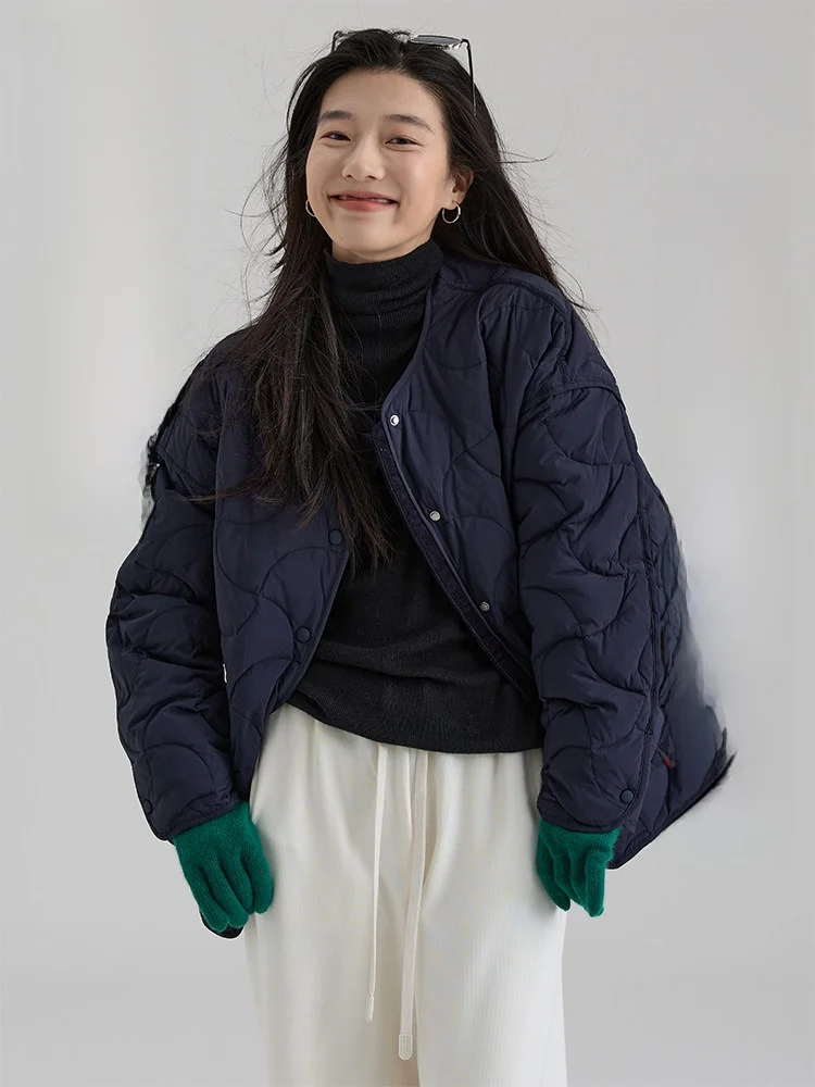 

Lightweight ort Casual Women's down Jaet Dwind Winter Faion Pure Color round Ne Warm Outerwear New 2025