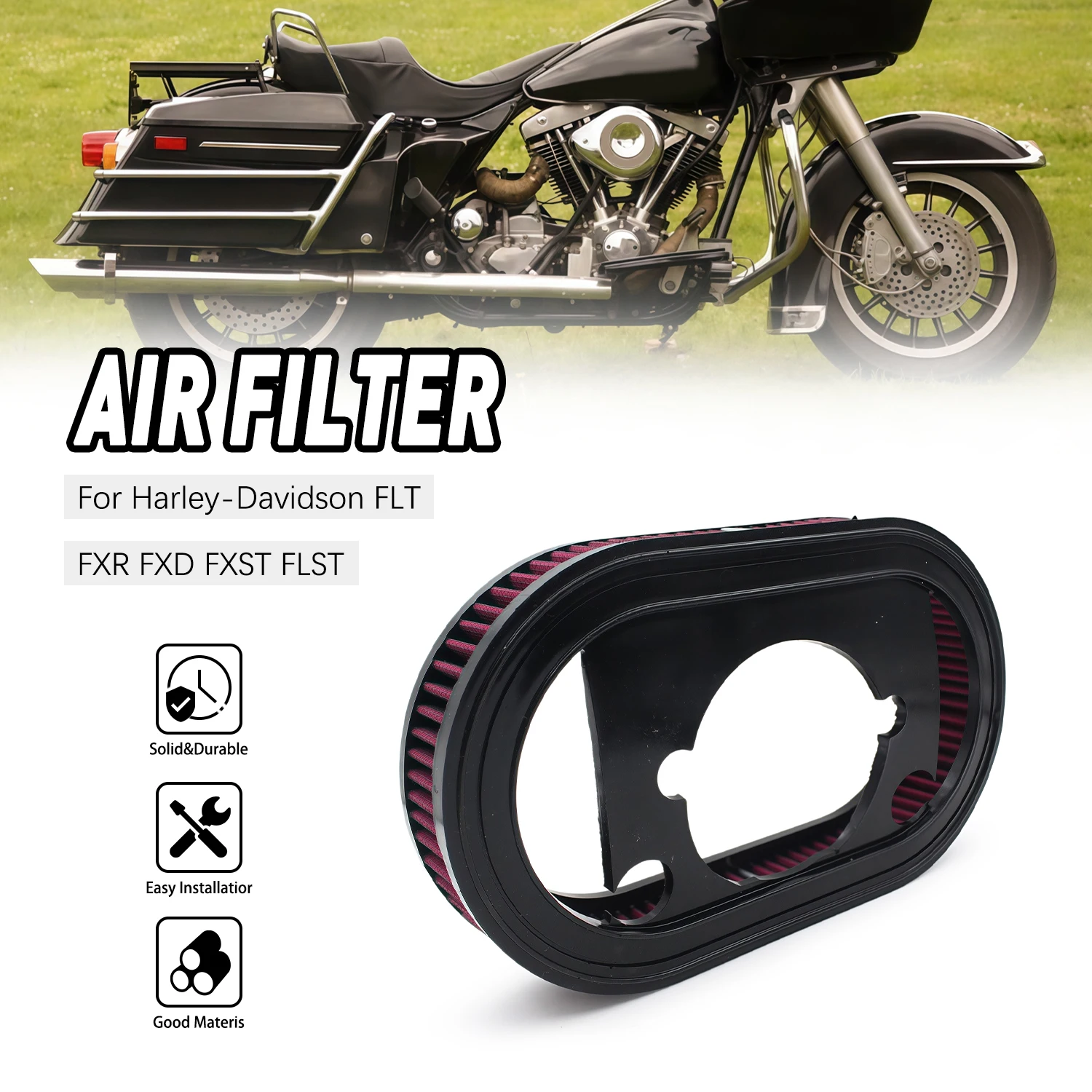 

Air Filter Cleaner Replacement For Harley-Davidson FLT FXR FXD FXST FLST 34-1066 29025-88 29025-88B accessories moto
