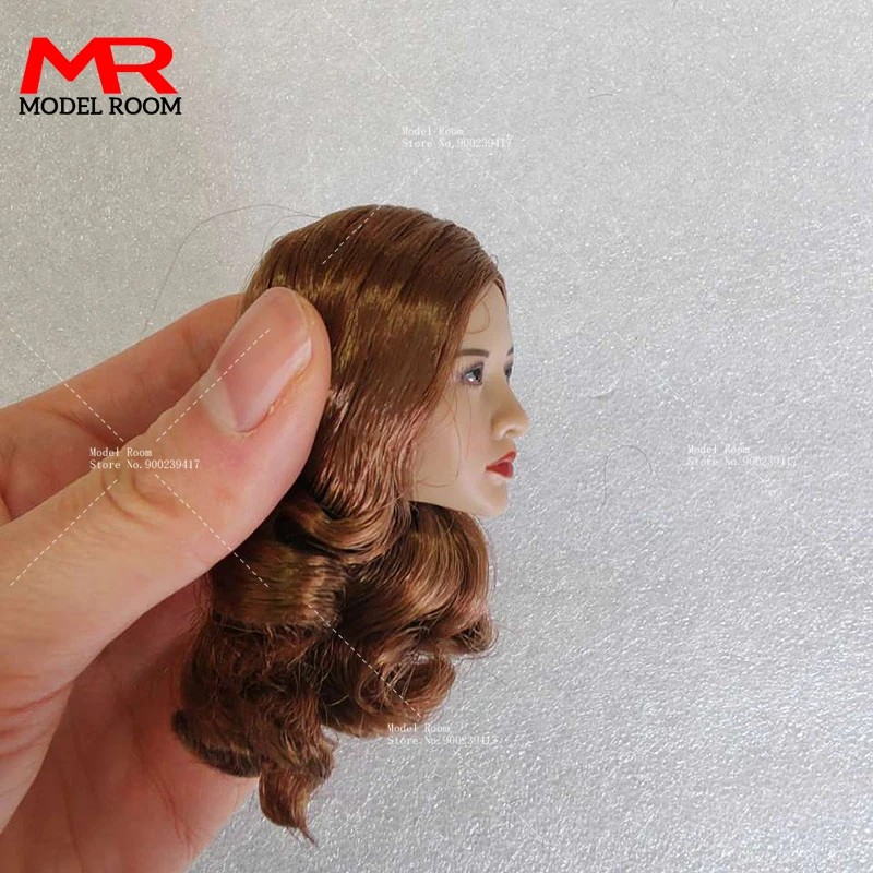 1/6 Scale Asian Beauty Head Sculpt Brown Long Hair Head Carving Model Fit 12\'\' Soldier Suntan Action Figure Body Dolls