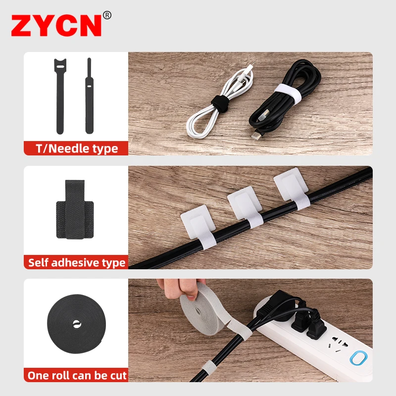 5Meters/Roll Reusable Cable Tie Organizer USB Self Adhesive Tape 10/12/14.5/20/25mm Nylon Straps Fastener Phone Wire Color