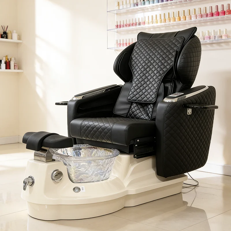 Luxury Nail Salon Furniture Foot Care Spa Chair Modern White Base whirlpool Electric Reclining Pedicure Chair with Massage