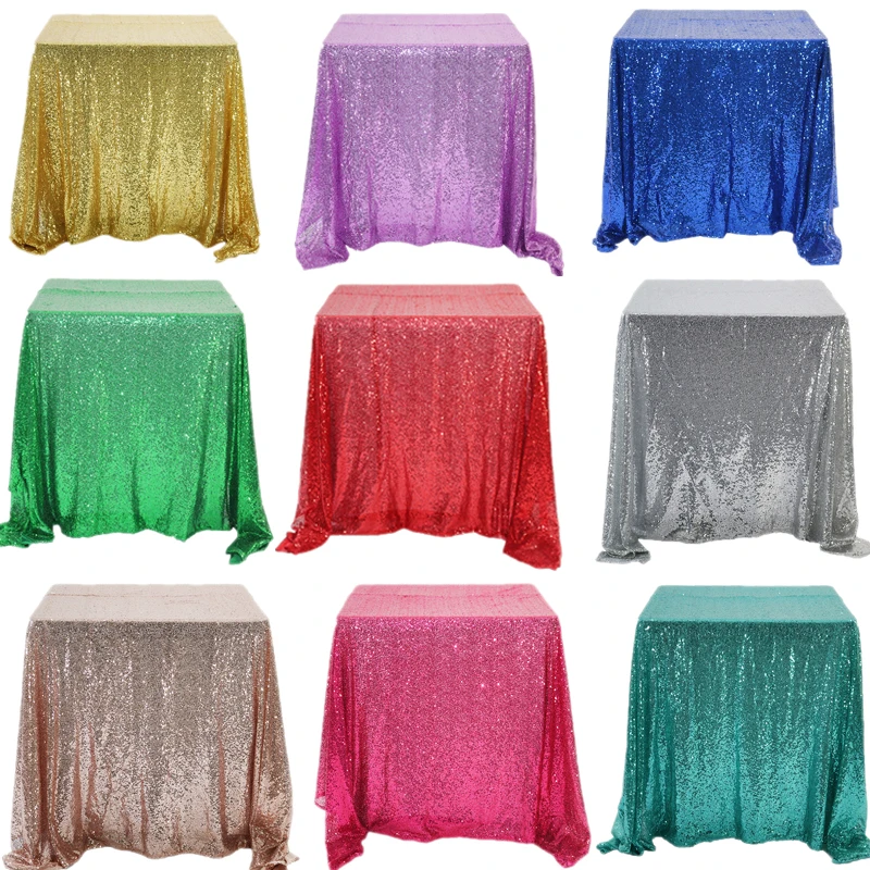 Rectangular Table Cover Glitter Sequin Table Cloth Rose Gold/Silver Tablecloth For Wedding Party Home Decor Multi-Color/Sizes