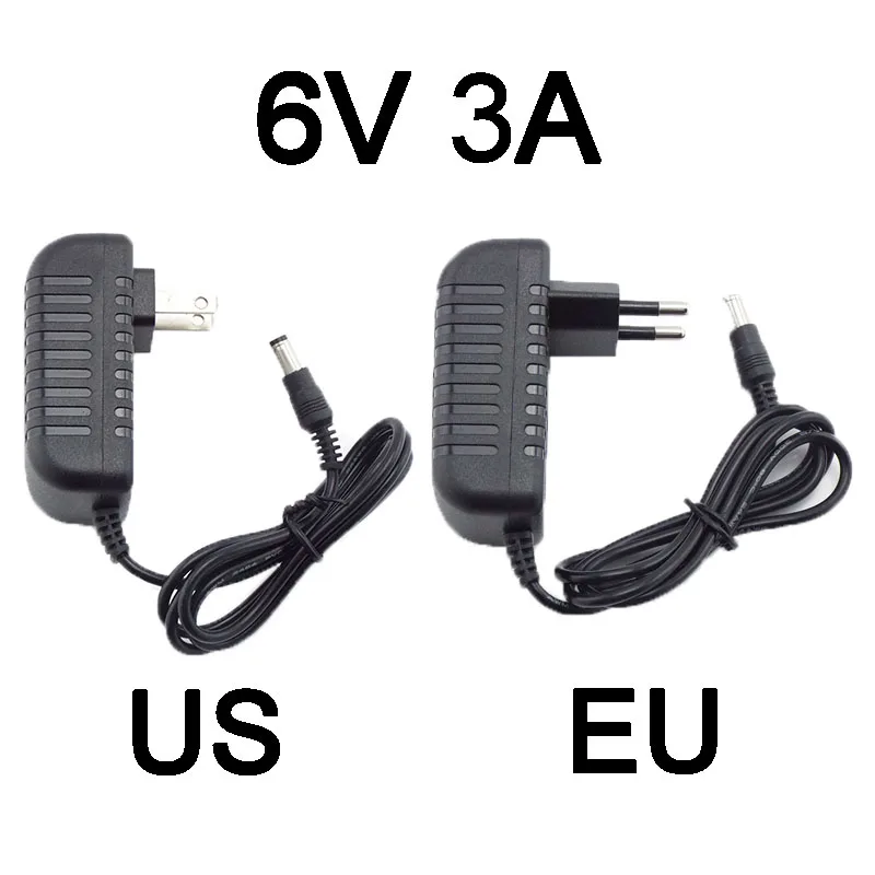 Adaptador de fuente de alimentación de 6V, 3a, 3000Ma, CA 110V, 220V a CC 6V, 3a, convertidor de cargador, transformador de interruptor de carga para cámara CCTV