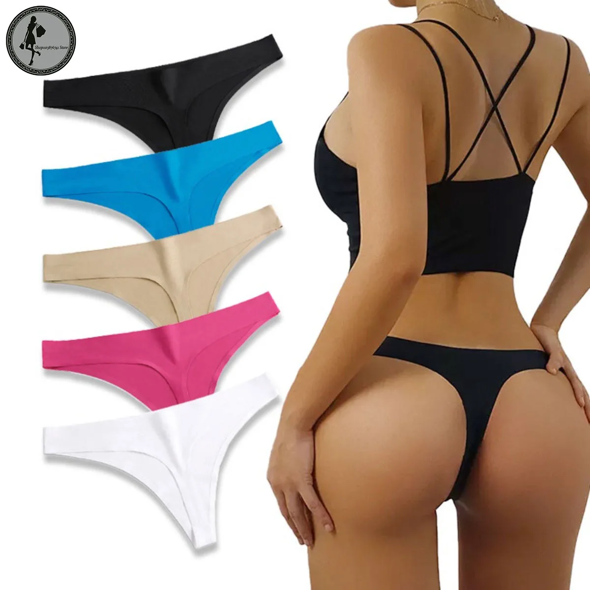 

Plain Sports Seamless Panty for Women Thong Low Waist High Quality Panties