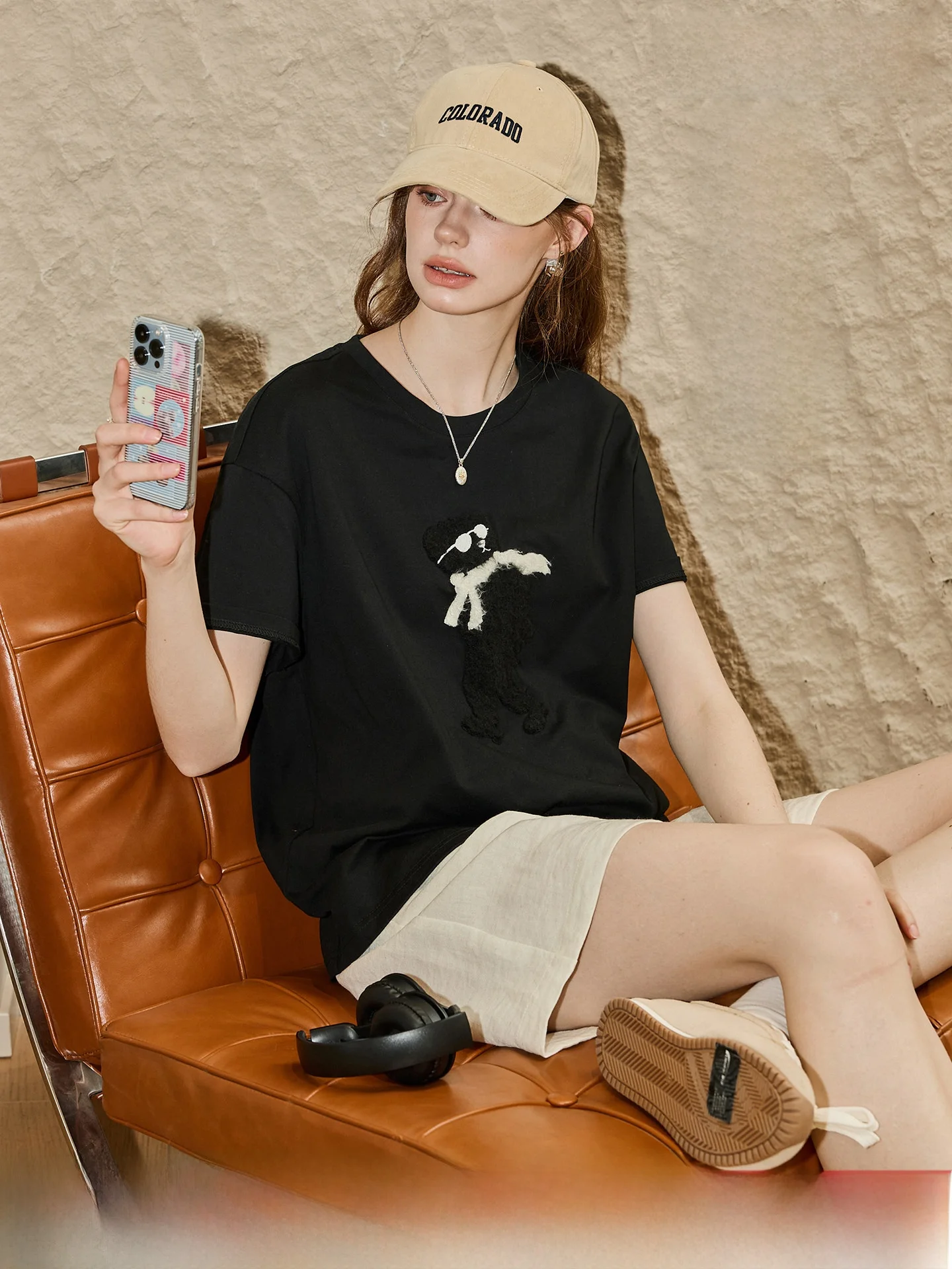 Cool Bear Embroidery Cotton Summer Short Sleeve T-Shirt Loose Fit Casual Style Youthful Shopping Streetwear KUHNMARVIN