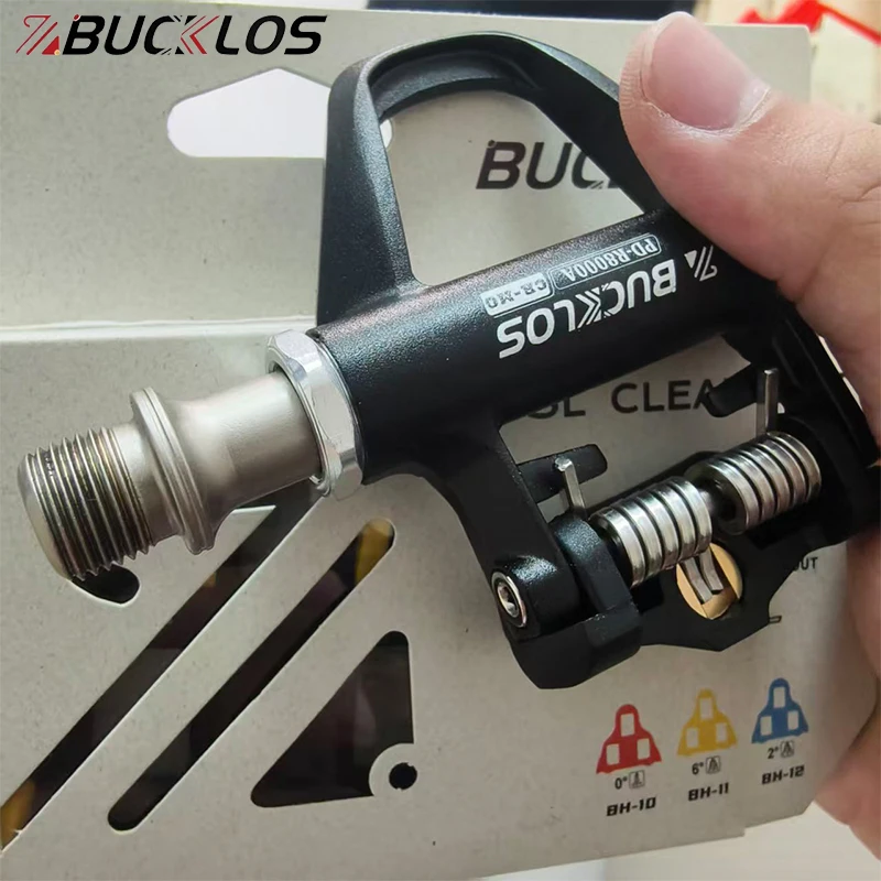 

Bucklos Self-Locking Bike Pedal with Locking Plate for Spd-Sl Titanium Road Bicycle Pedals 6 Degree Aluminum Ti Cycling Parts