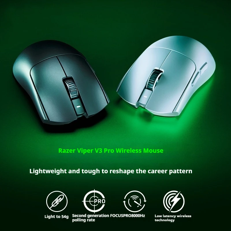 

New Razer Viper V3 Pro Wireless Esports Gaming Mouse Symmetrical Lightweight 55g 8k Polling Gen3 Optical Switches 95 Hr Battery