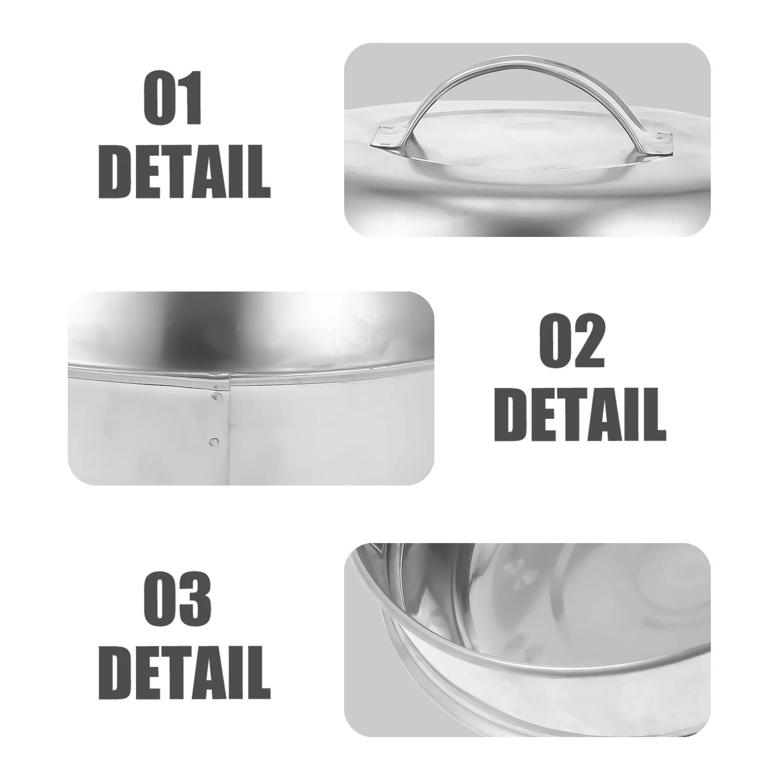 

Stainless Steel Cooking Dome Lid Pot Cover Reusable Compact Kitchen Tool Heat Resistant Non Slip Grip Smooth Surface