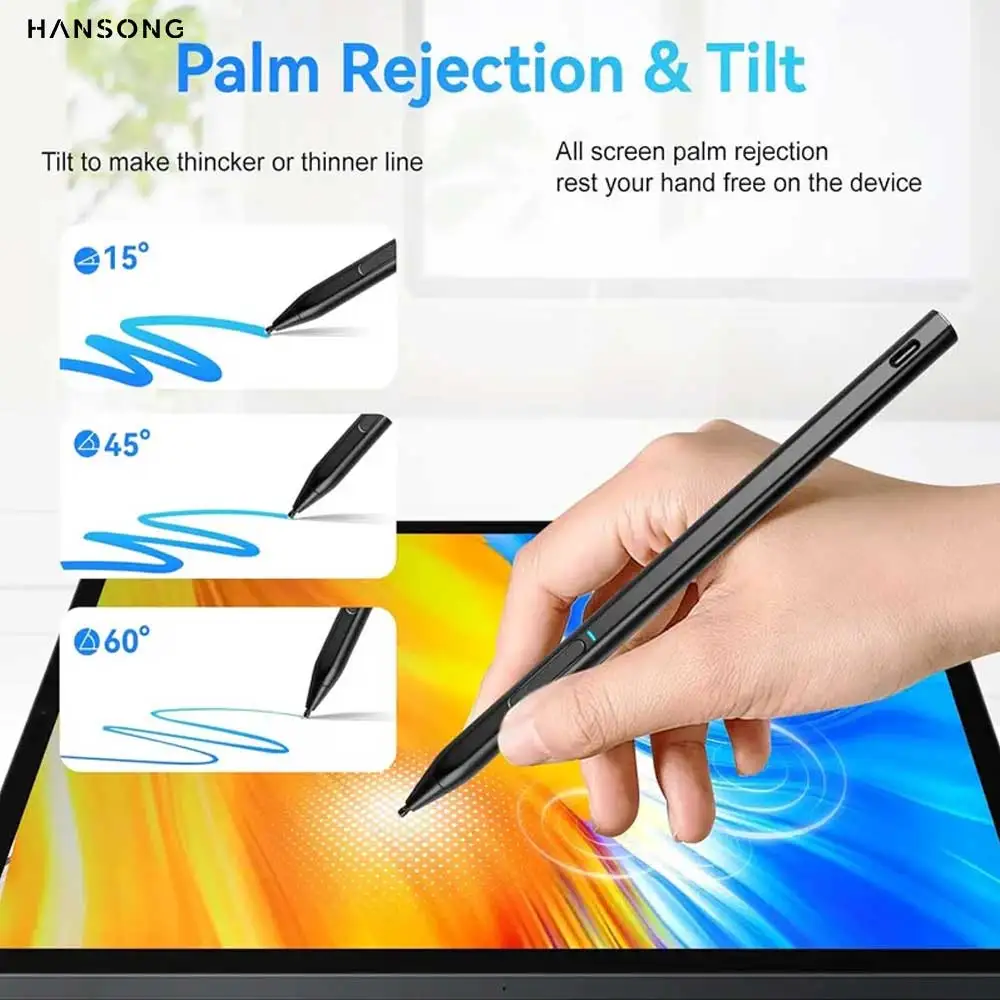 

Capacitive Stylus Pen for Microsoft Surface Pro X 9 8 7 6 5 4 3 Book Laptop Go MPP2 0 Protocol Palm Rejection